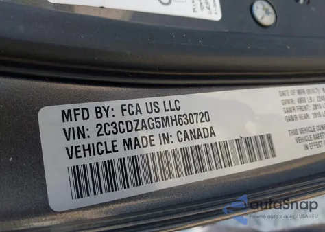 2021 Dodge Challenger Sxt из США, поврежденный, VIN 2C3CDZAG5MH630720